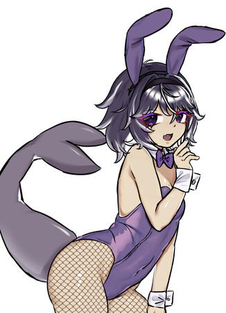 Violet in a bunny suit (with fishnets)